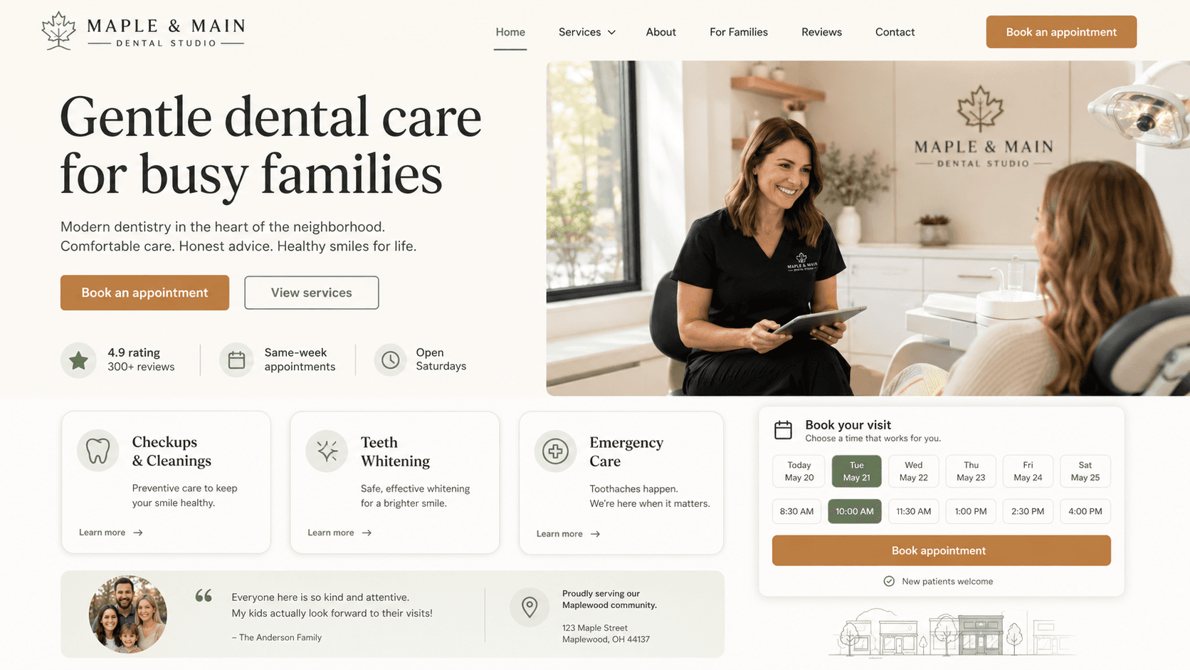Dental clinic website screenshot