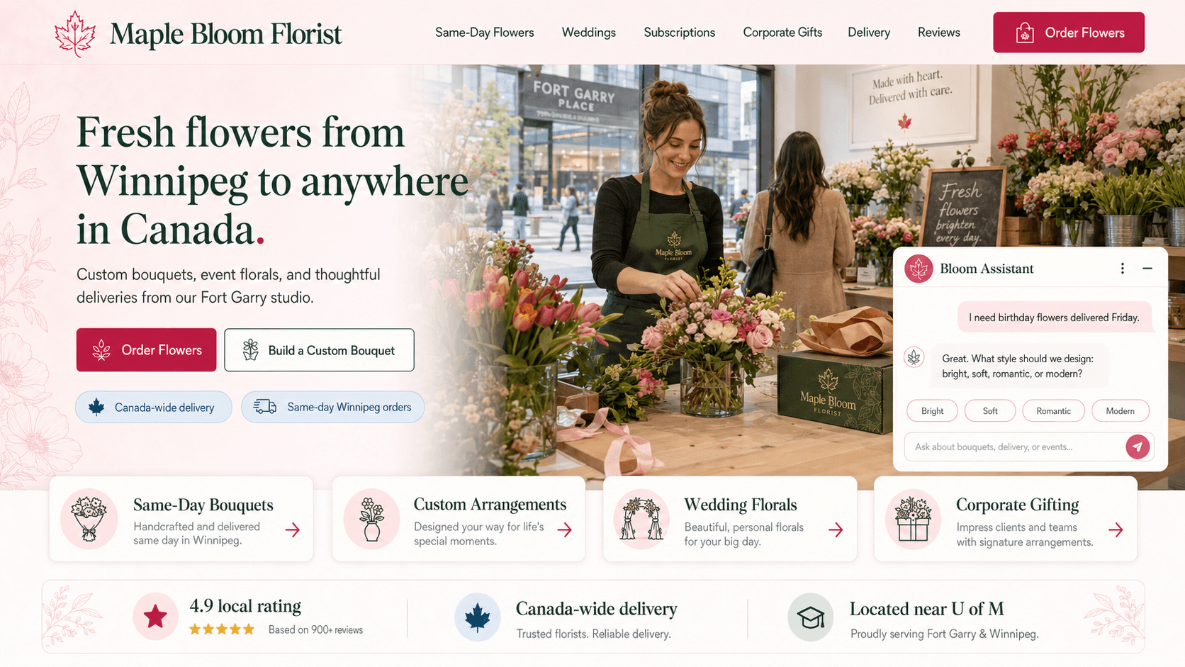 Florist delivery website screenshot